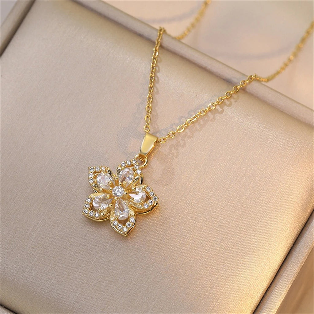 Rotating Flower Necklace
