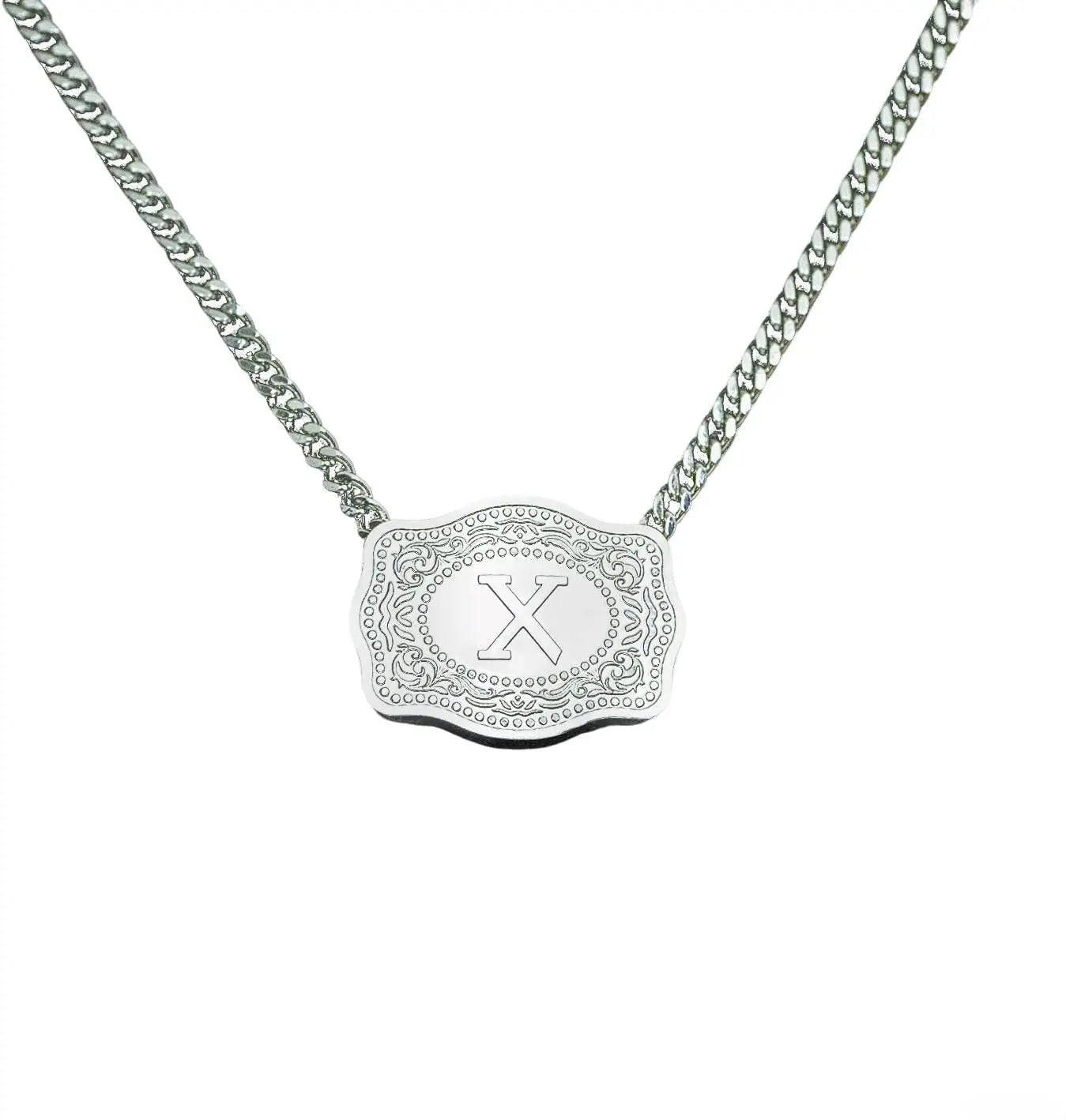 Rhodium Plated Initial Necklace