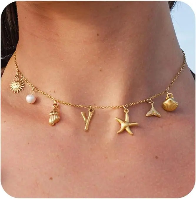 Seashell Initial Necklace