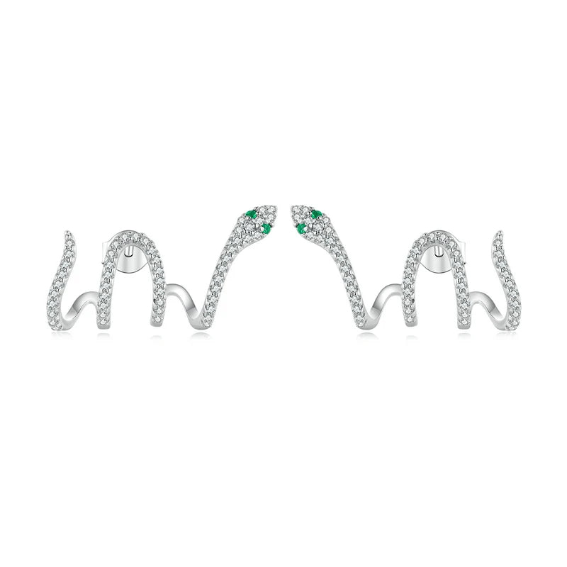 Silver Snake Stud Earrings